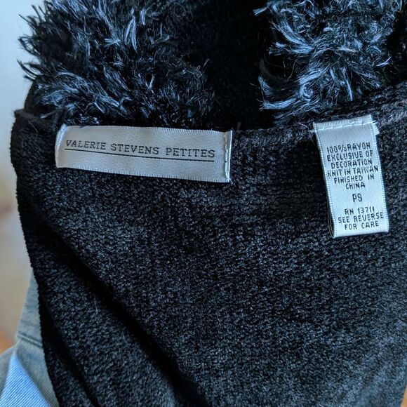 Vintage Y2K Valerie Stevens Faux Fur Cardigan Hoodie Jacket Zip Front Size SP - Picture 8 of 10